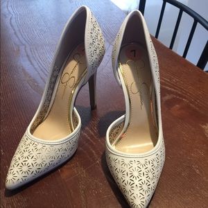 Jessica Simpson white heels